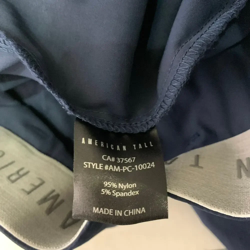 American Tall Tapered Fit Stretch Dress Pants Tall Men 30/34 Marine Navy